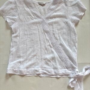 Counterparts White Crochet Lace Side Tie Blouse Top Lightweight